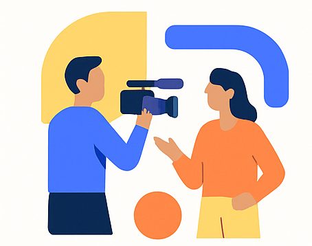 Jeune discutant avec un pro pour découvrir son métier.